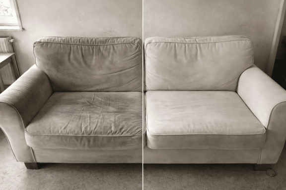 Sofa Polsterreinigung – Vorher & Nachher Sofa Reinigung Vorher Nachher Polsterreinigung Couch sauber